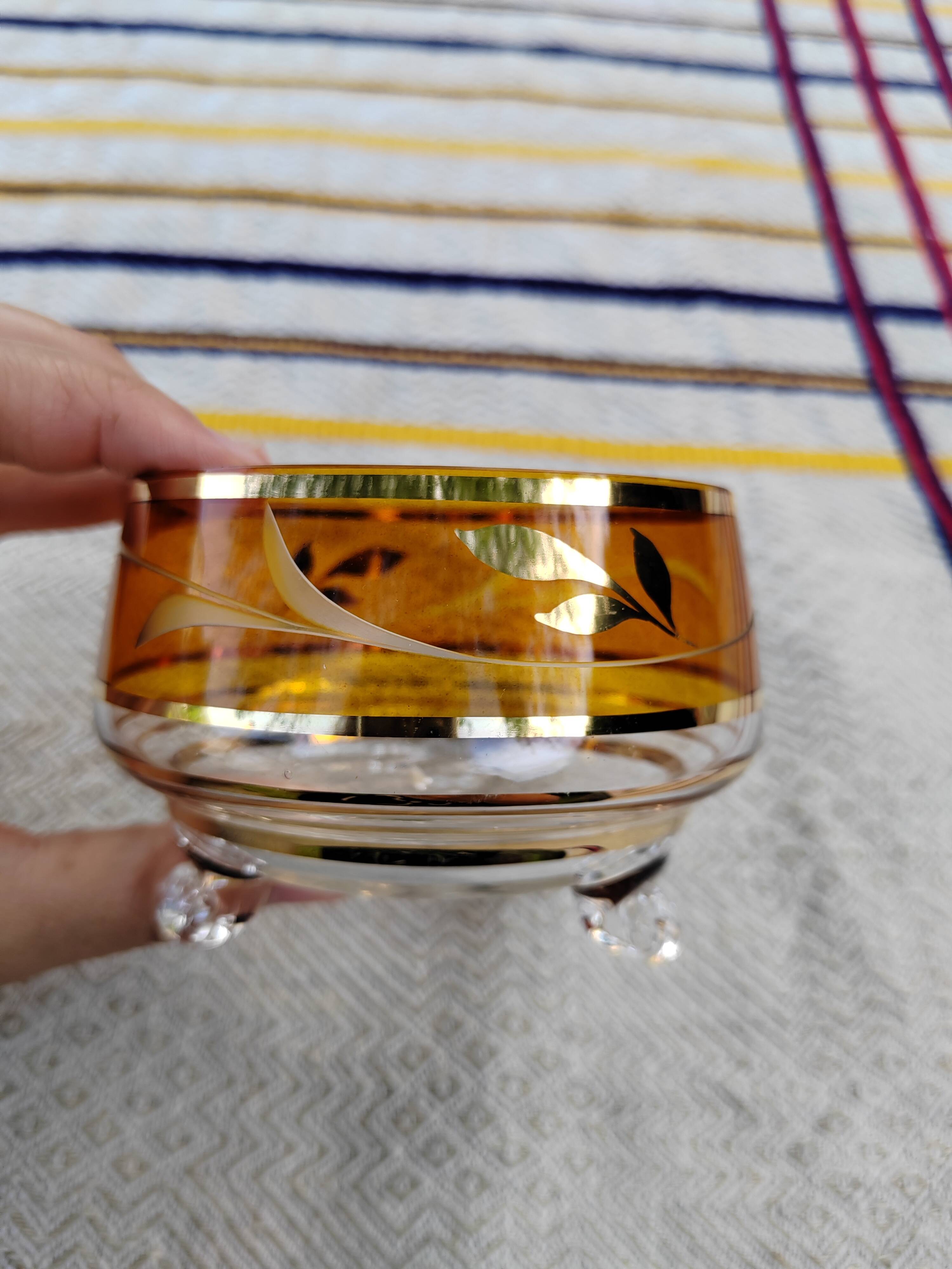 Pair of crystal stemmed bowls