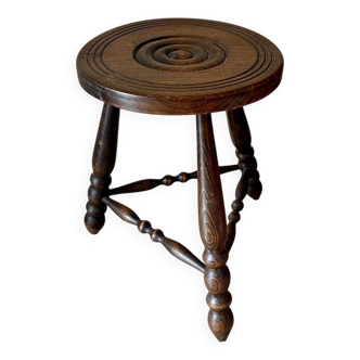 Dark wood tripod stool