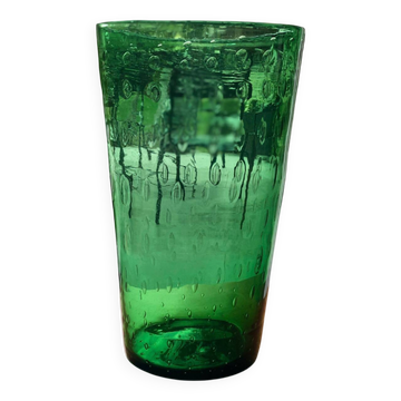Conical bubble glass vase