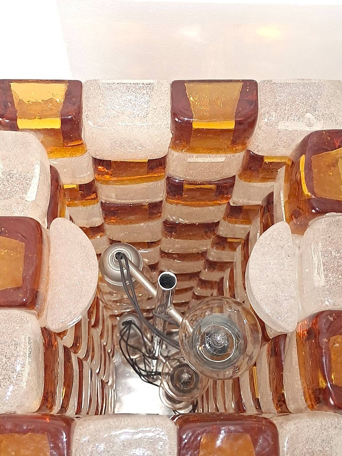 Floor Lamp in Amber and Crystal Pulegoso Glass by Poliarte, Italy, 1970s