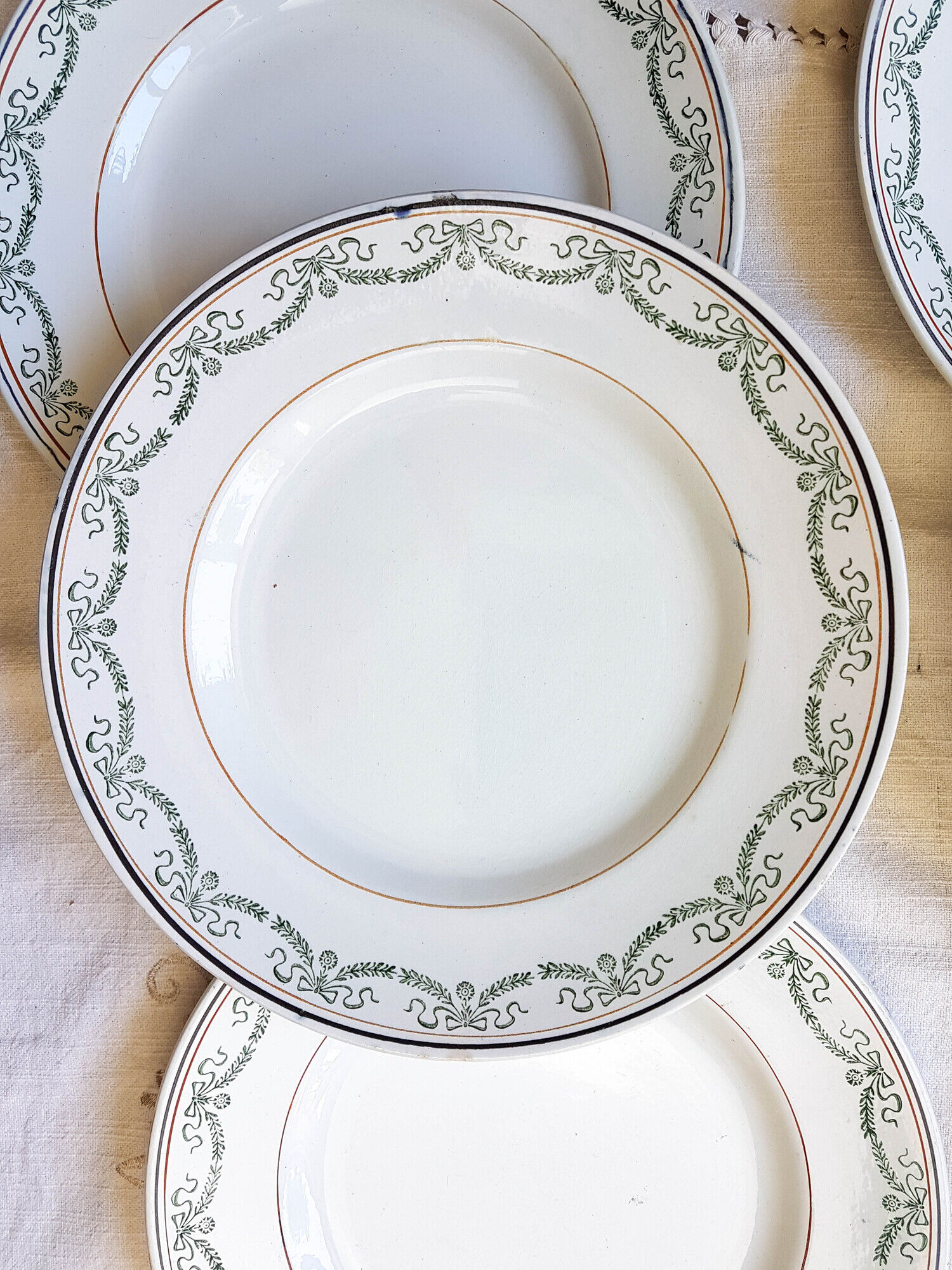 Set of 6 flat plates Saint Amand Blue white red Iron Earth