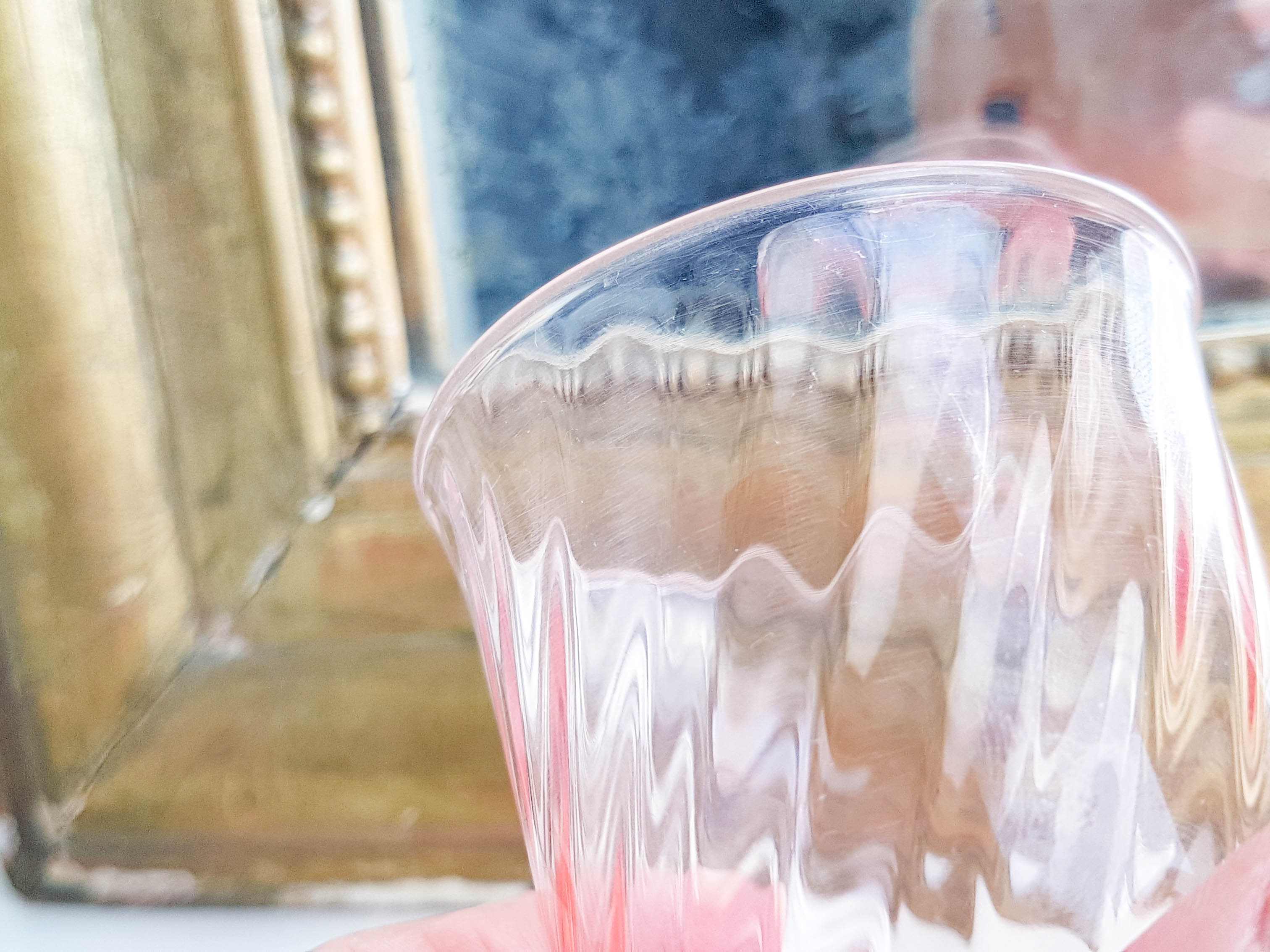 Set of 6 vintage pink depression glass tea or water glasses Rosaline French glassworks Arcoroc Luminarc