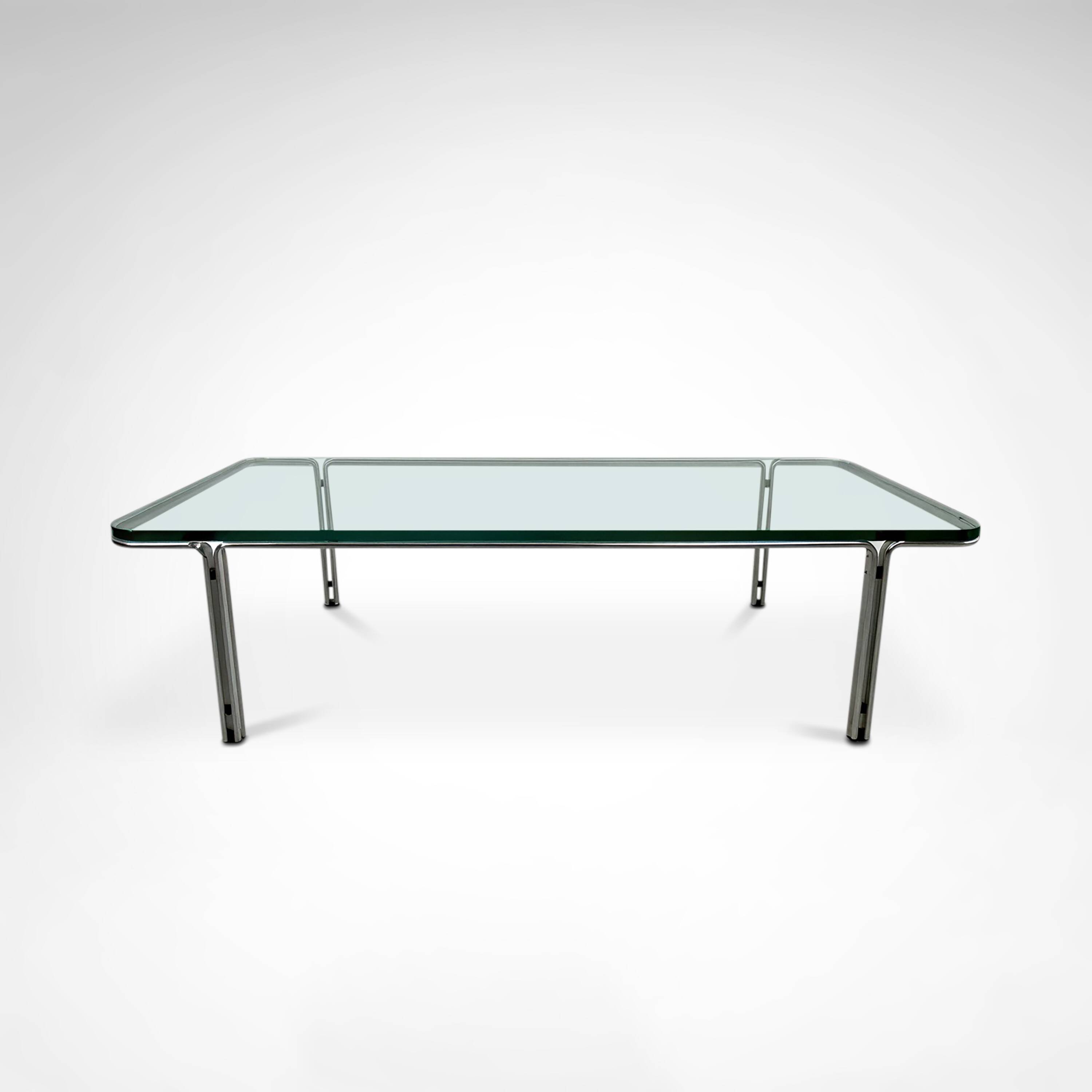 T112 steel and glass coffee table by Horst Bruning for Kill International