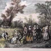 Set 4 lithograph les saisons after nicolas lancret, engraver chapollion and de mare, 20th century print