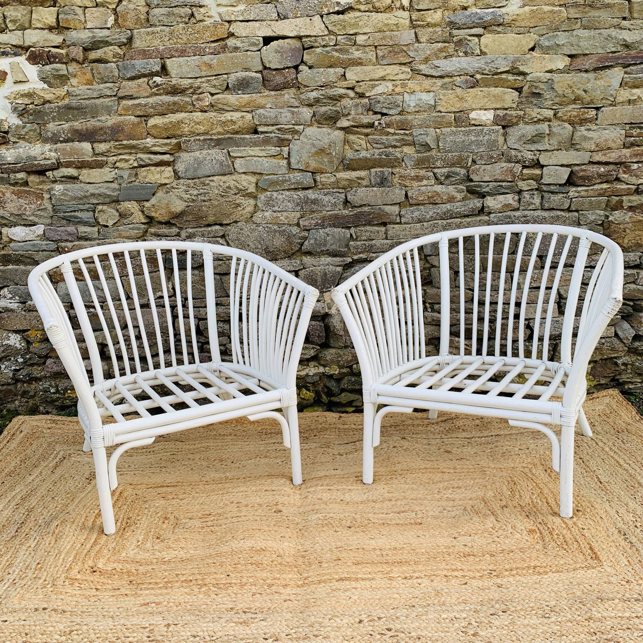 Salon rotin blanc