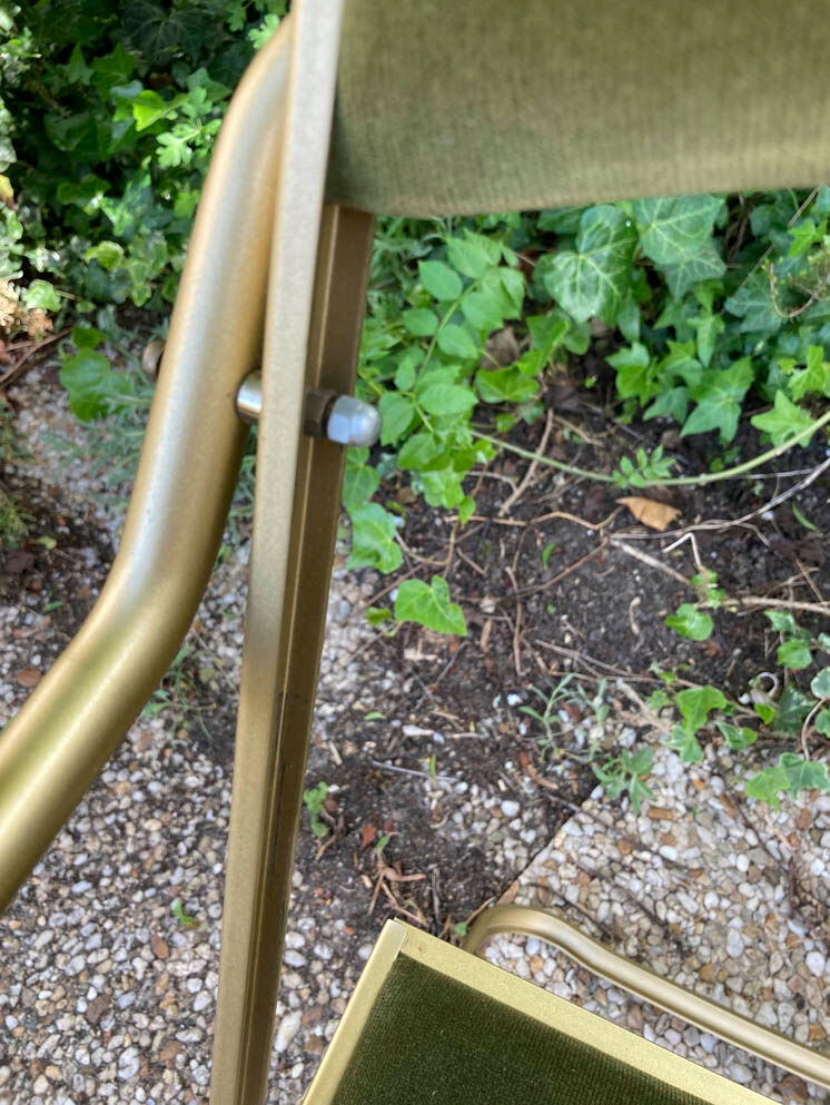 Set of 4 vintage folding armchairs in green velvet