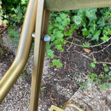 Set of 4 vintage folding armchairs in green velvet