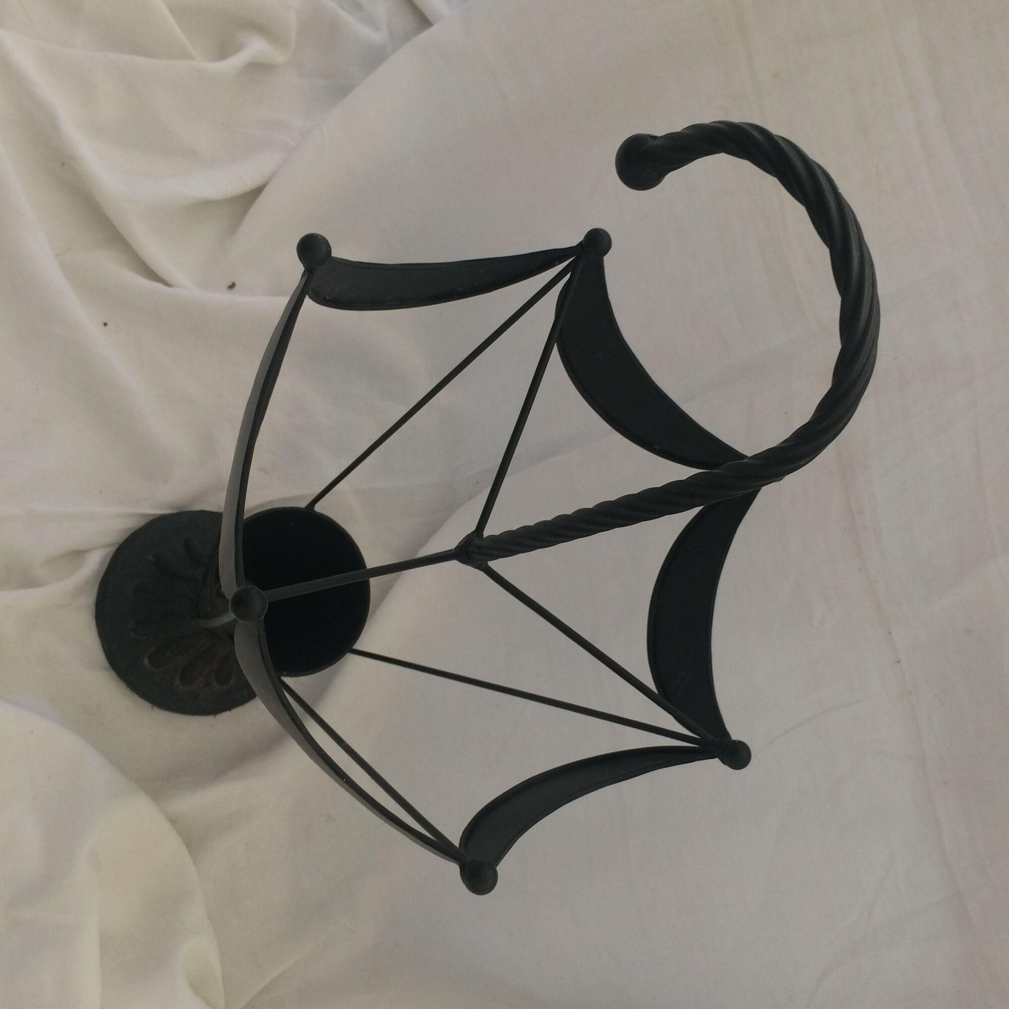 Black cast iron and metal umbrella holder