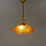 Hanging lamp in multiple layers glass and brass, by Vitrika Denmark 1980s