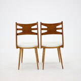 1960s Set of Six Rare Oak Dining Chairs, Czechoslovakia