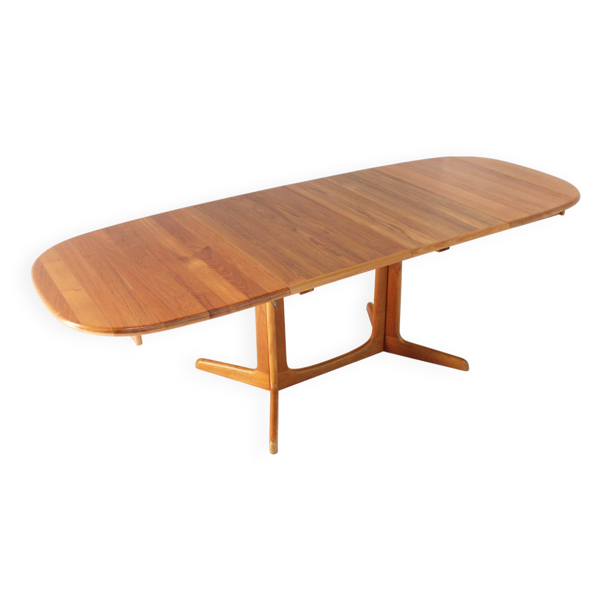 Vintage Gudme Danish oval extendable dining table solid teak 1960s