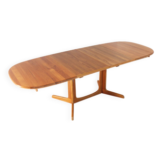 Vintage Gudme Danish oval extendable dining table solid teak 1960s