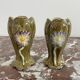 Vases en barbotine, paire, Art Nouveau, faïencerie DE BRUYN, signés, numéro