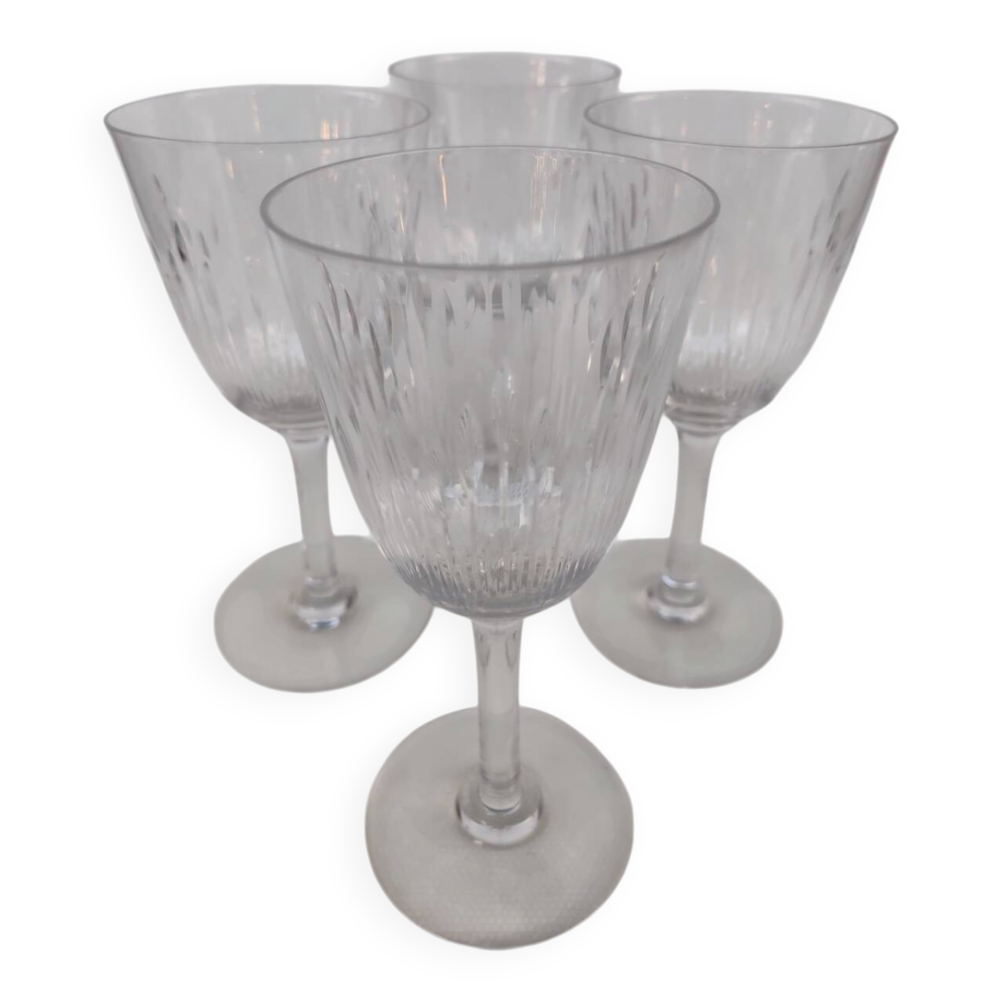Four Baccarat crystal glasses, Corneille pattern. Early 20th century.