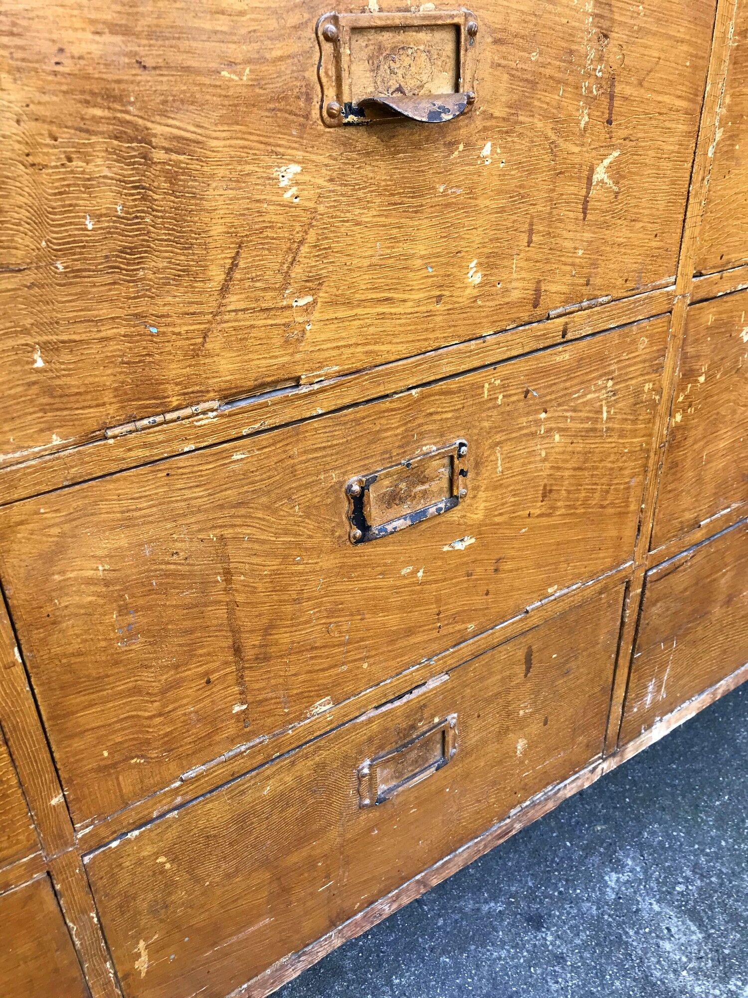 Vintage 50s wooden clamshell workshop furniture