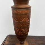 Turned and carved wooden vase, mid-20th century