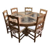 Table ronde bois et verre