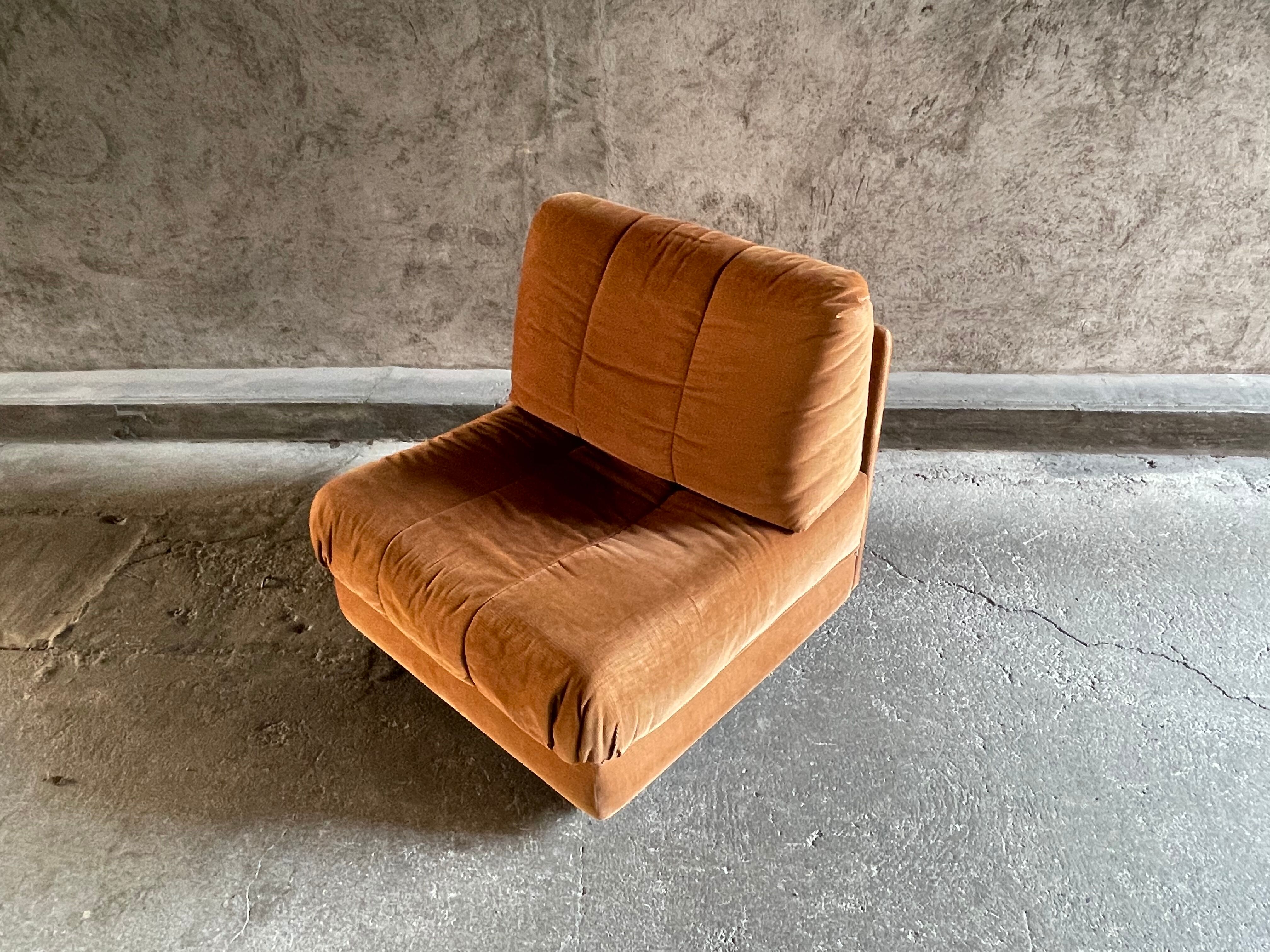 Chauffeuse vintage en velours côtelé, 1970s