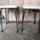 Pair of chromed metal stool + skai seat 1970s vintage