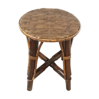 Tabouret rotin tressé