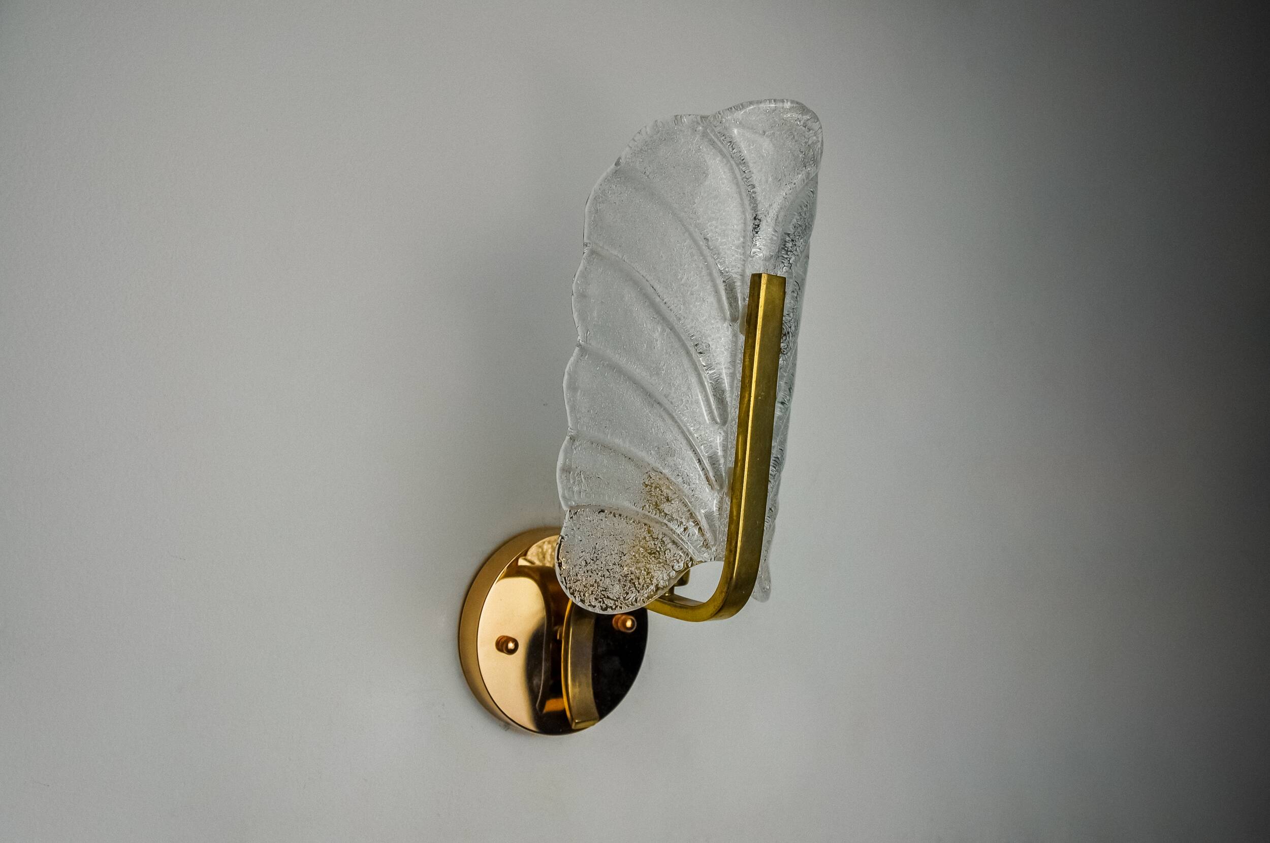 "Leaf" sconces by Carl Fagerlund, Murano glass, Germany, 1970