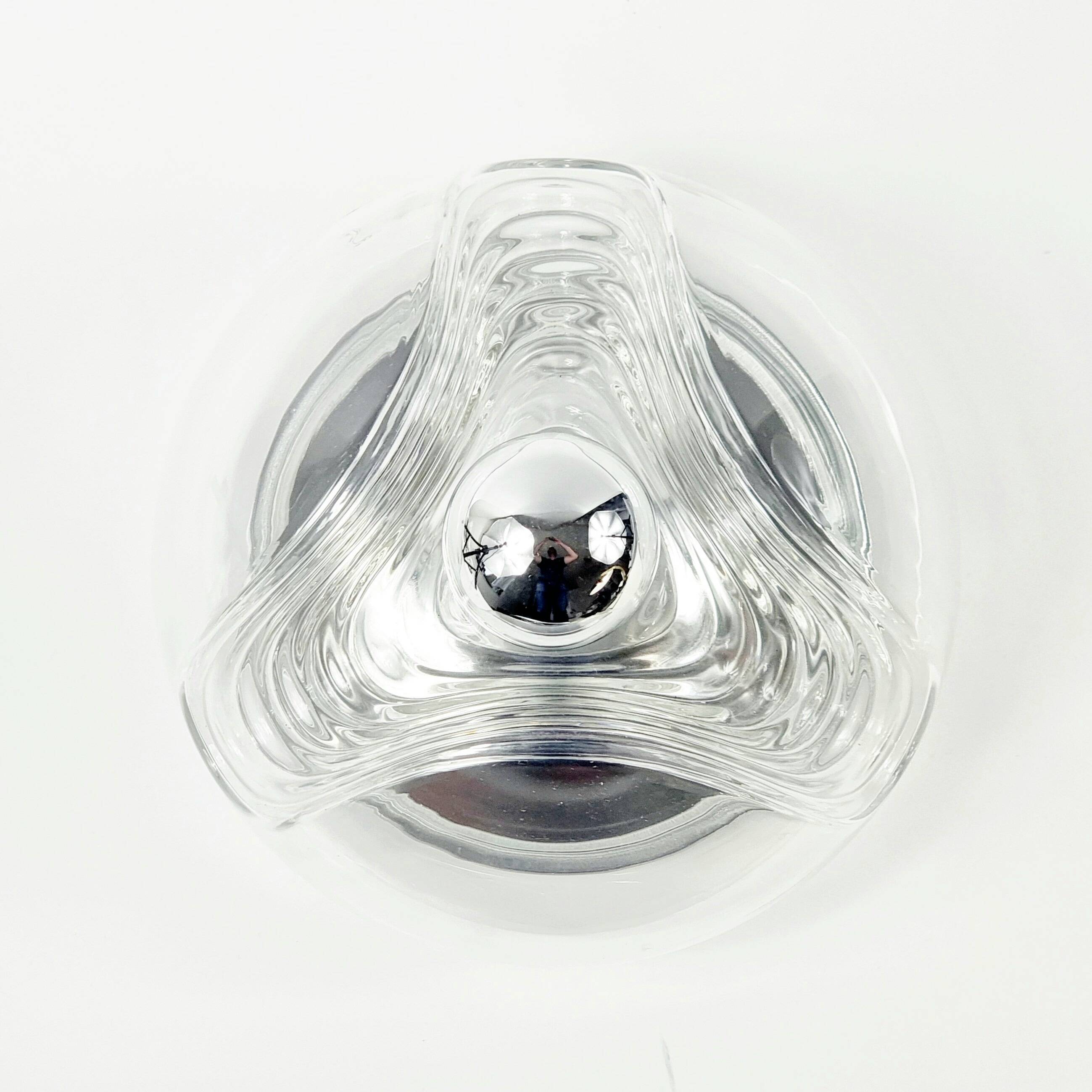 Mid-Century Space Age Glass Wave Ceiling Light - Koch & Lowy for P&P, 1970s