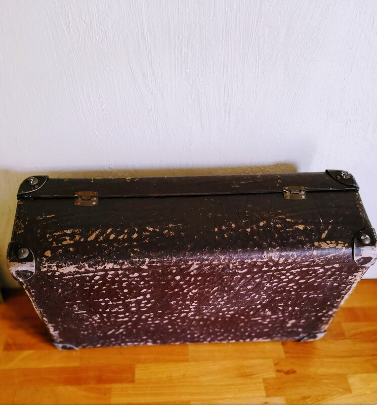 Chocolate vintage cardboard suitcase