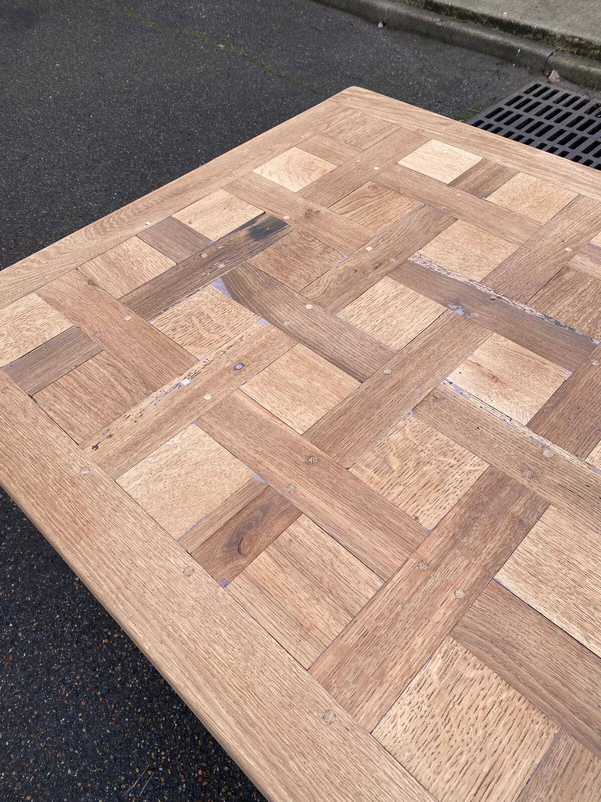 Renovated farmhouse dining table in solid oak 210cm 19th century