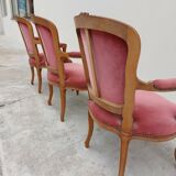 Série de 3 chaises Louis XV en chêne ancienne