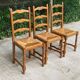 3 chaises bois massif paillées type ferme dossier haut