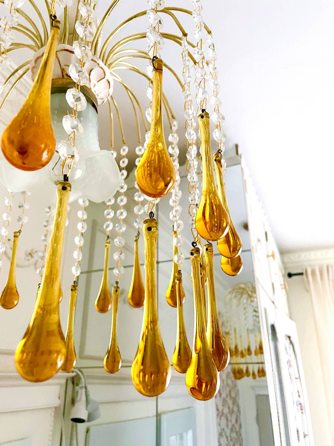 Lustre en verre de Murano ambré – Italie