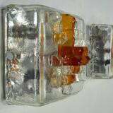 Poliarte, rare pair of wall lamps in cut murano glass. Italy 1970s