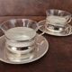 Set of 2 metal cups and saucers