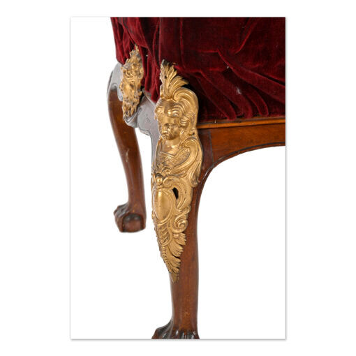 Mahogany jeweler's showcase with gilded bronze legs