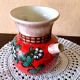 Carafe, jug, chevrette, artisanal, ceramic with floral decoration
