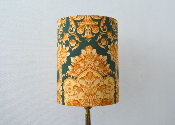 Abat-jour tissu motif baroque, antique feuilles d'or motif