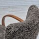 1960s, completely reupholstered Danish art deco armchair, genuine sheepskin "Wellington".