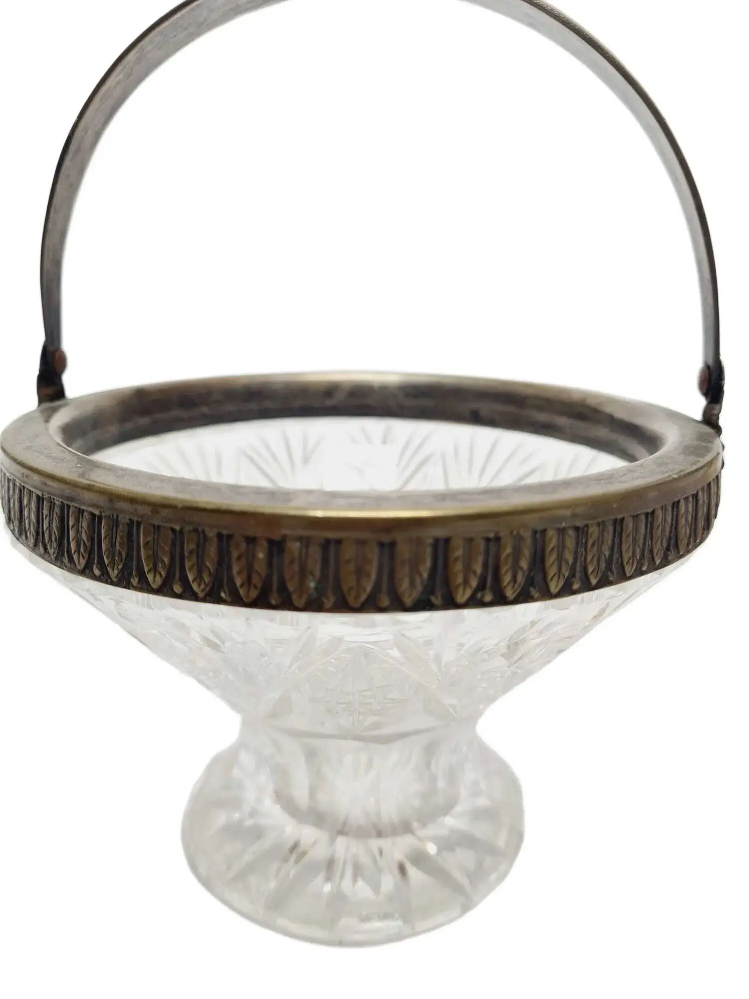 ARS Crystal platter ART DECO with brass fittings