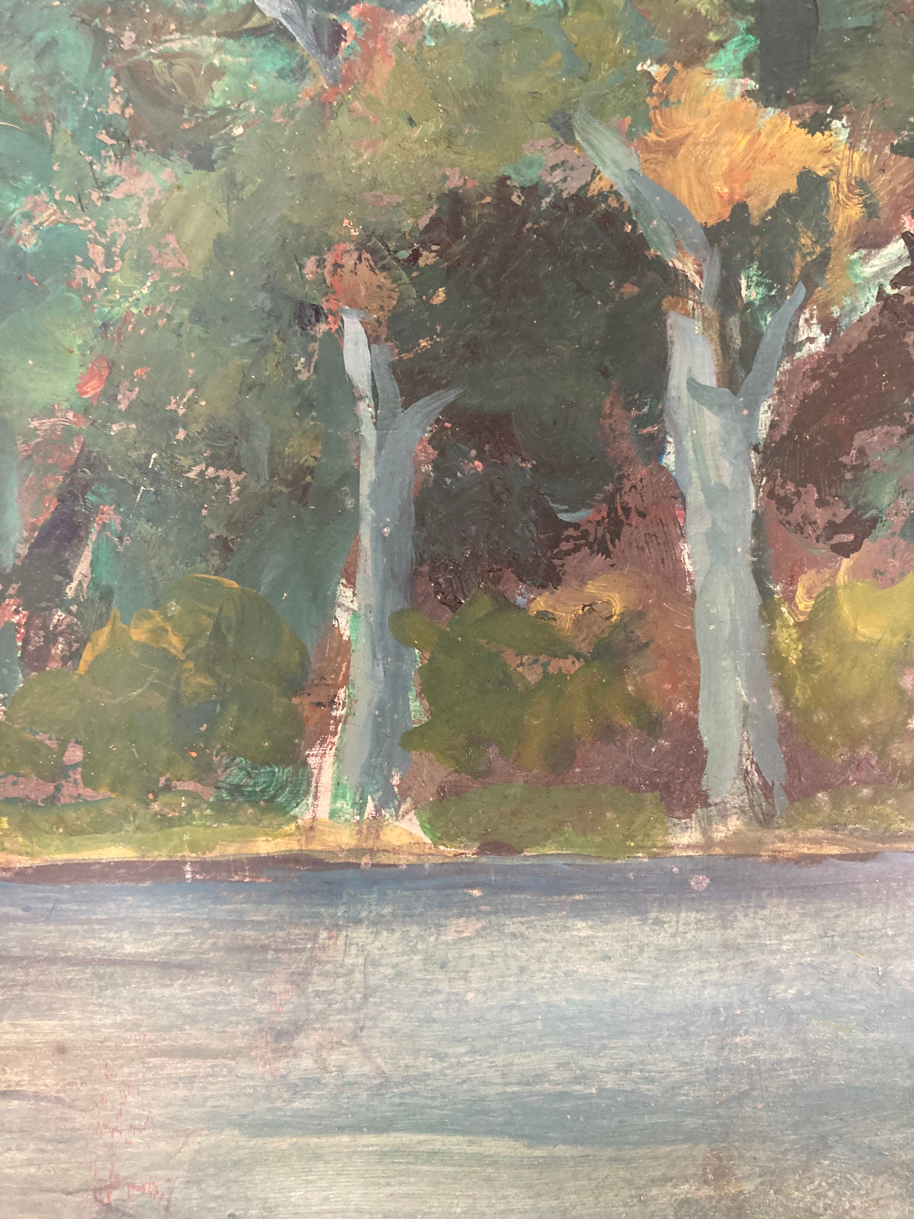 Oil painting on vintage cardboard