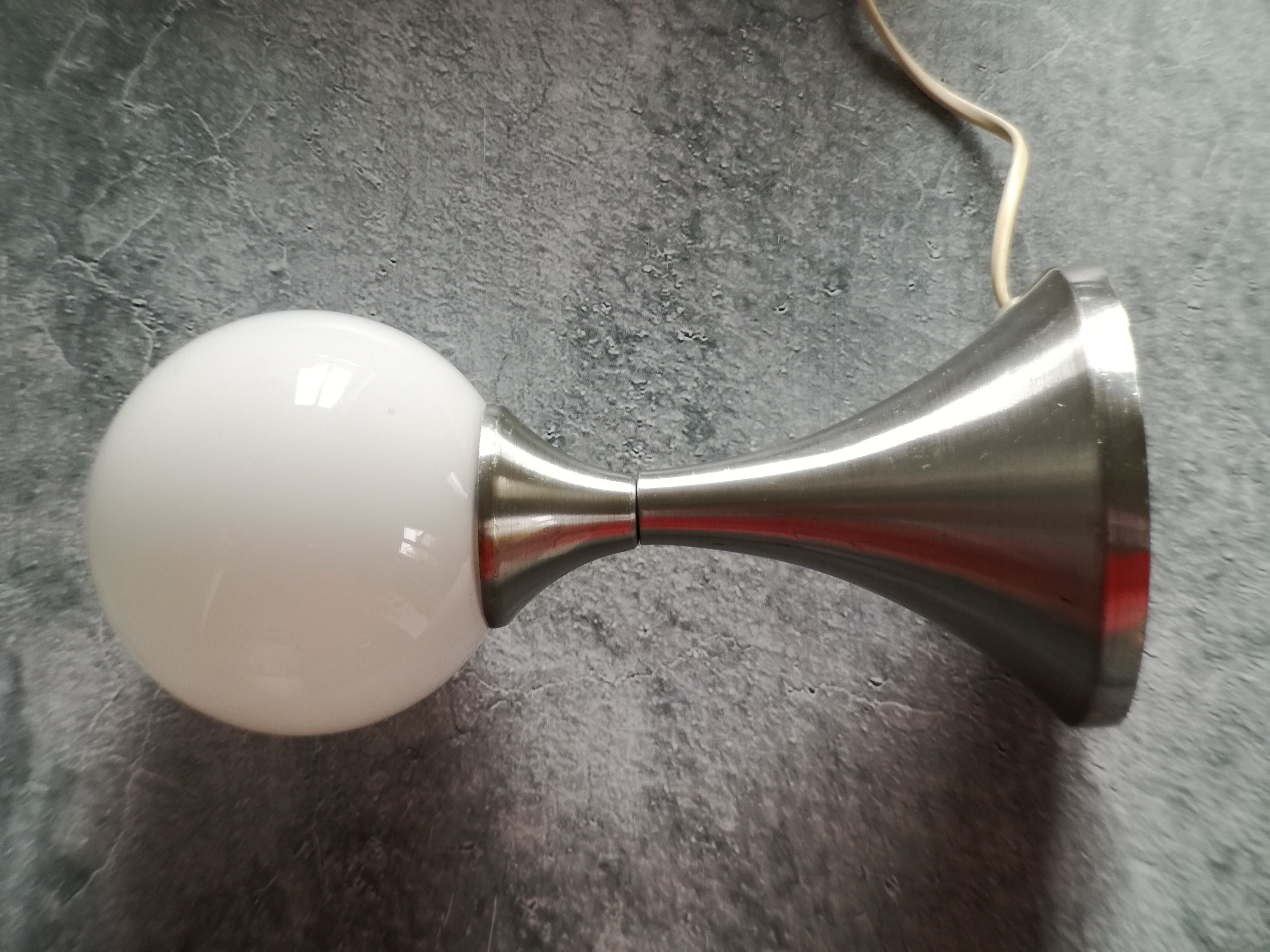 Brushed stainless steel and glass lamp from the 70s
