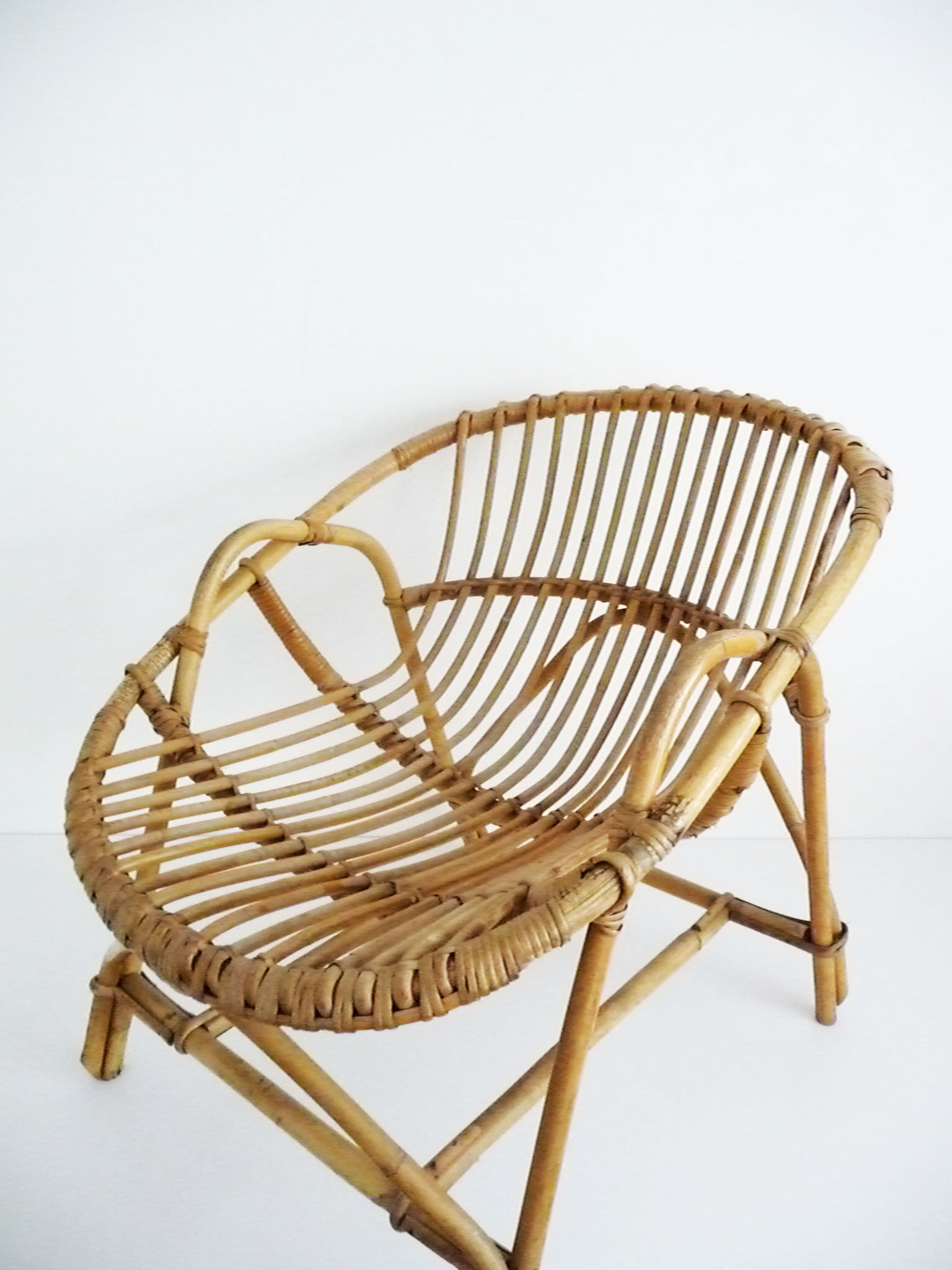 Rattan low armchair, 1960's