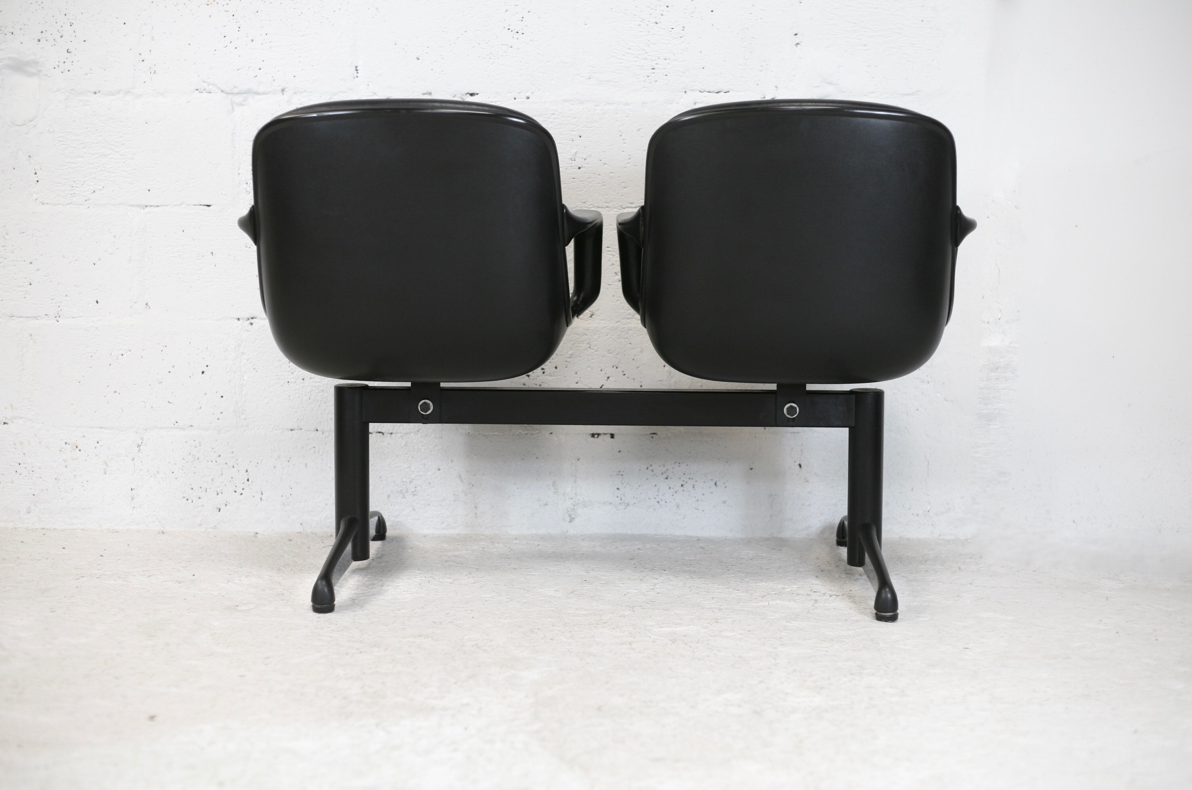 Bench imitation leather and steel, Italy, circa 1970
