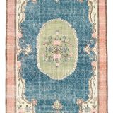 Tapis turc vintage fait main bleu et vert 7x10, 211x320 cm SK4996