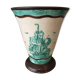 Ceramic vase jerome massier vallauris decor ship