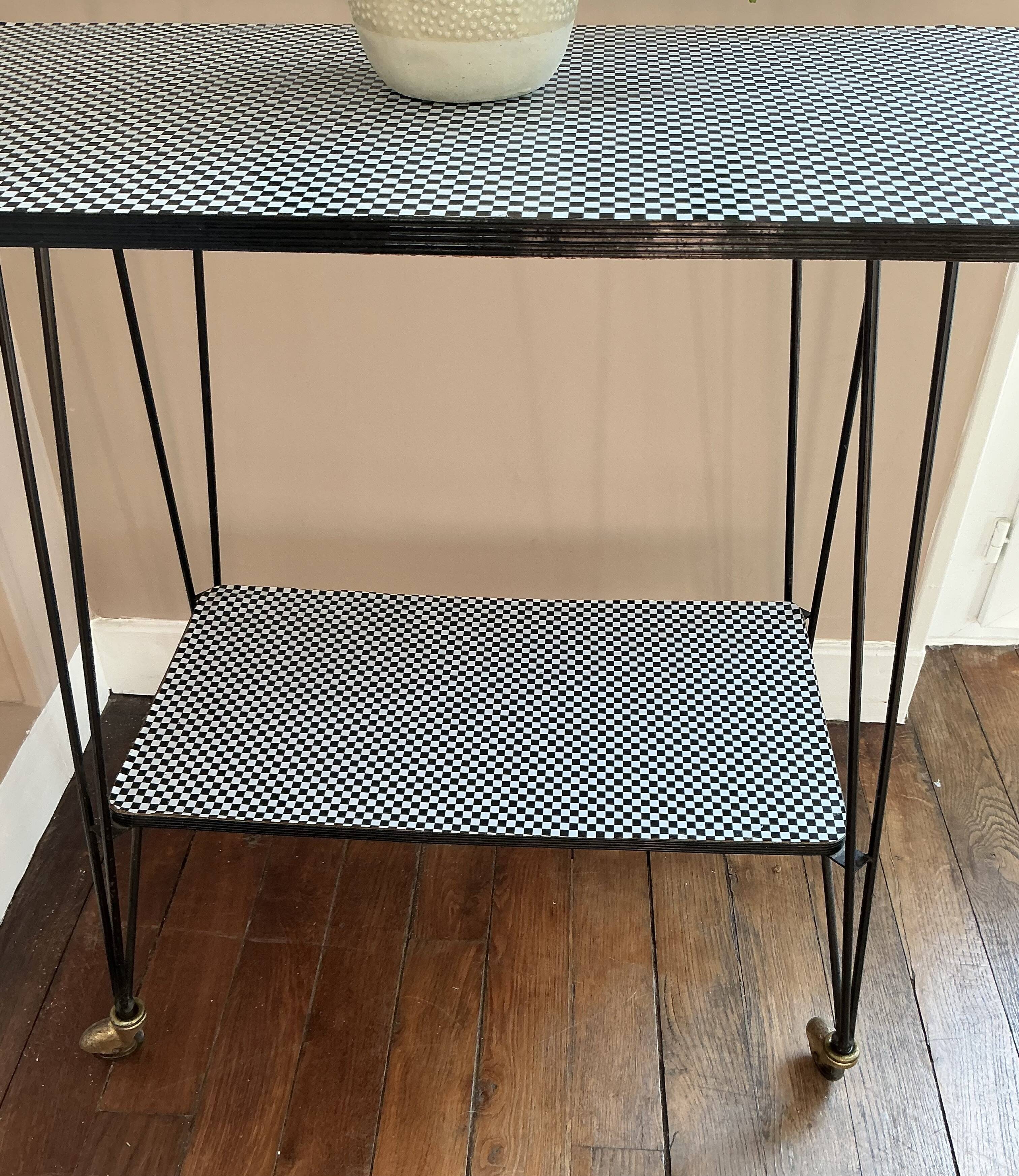 Side table - TV stand - vintage 70s - checkered