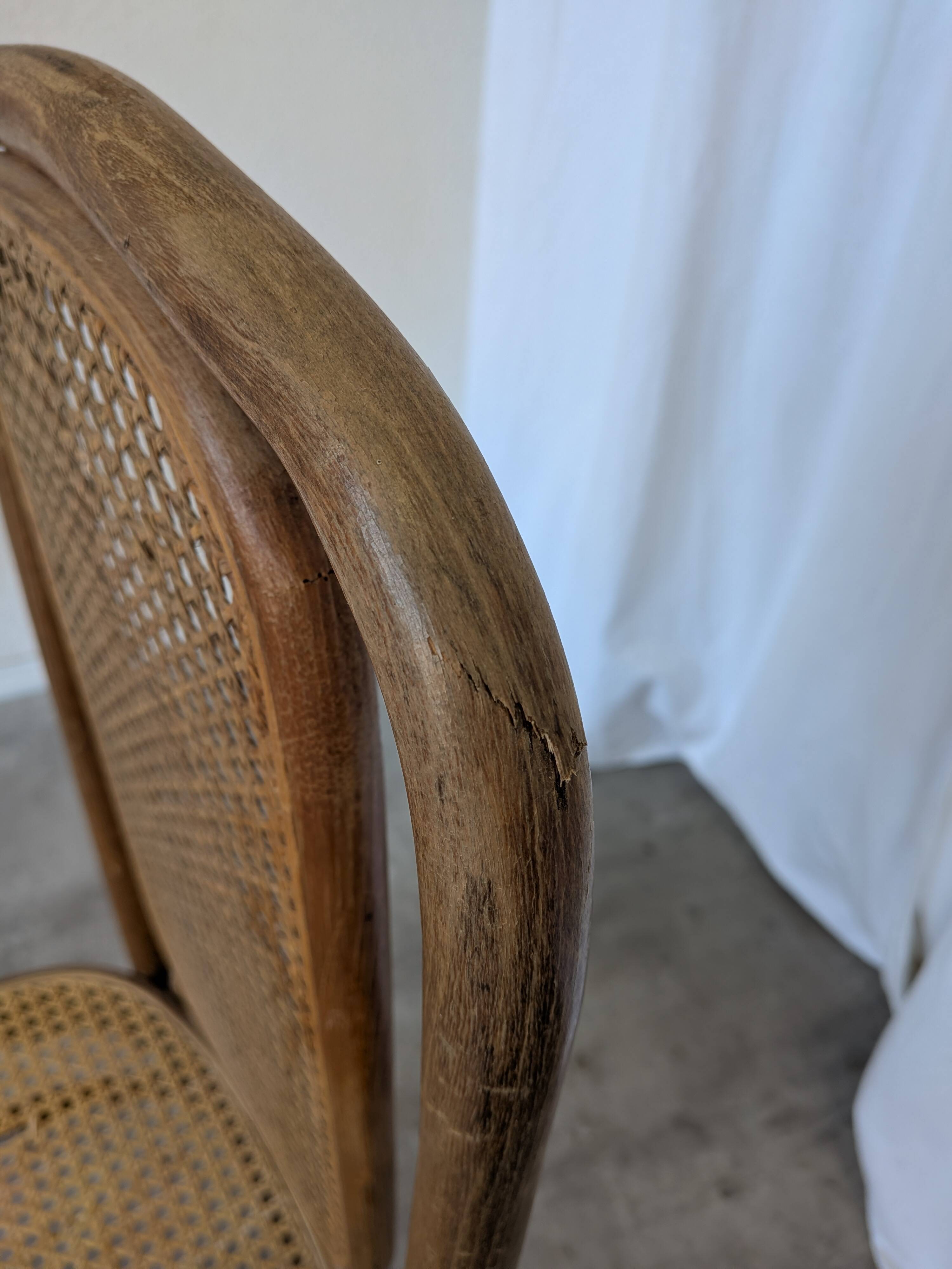 Vintage High Back Bentwood Cane Dining Chair / Thonet Style / Torn Seat