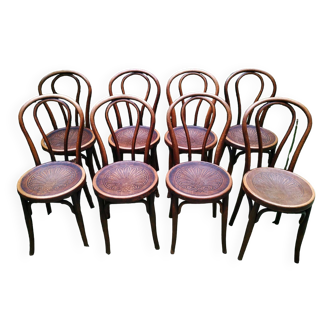 Series of eight J&J Kohn bistro chairs