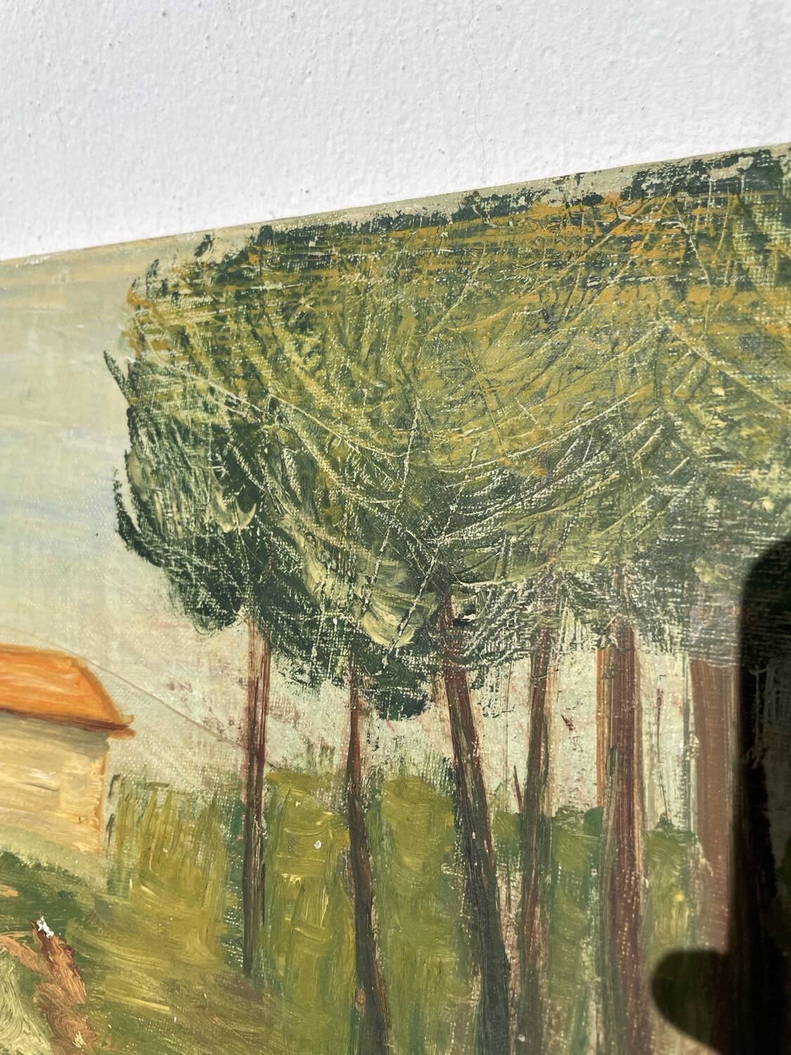 Old painting of a forest landscape in Les Landes