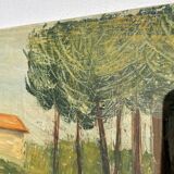 Old painting of a forest landscape in Les Landes