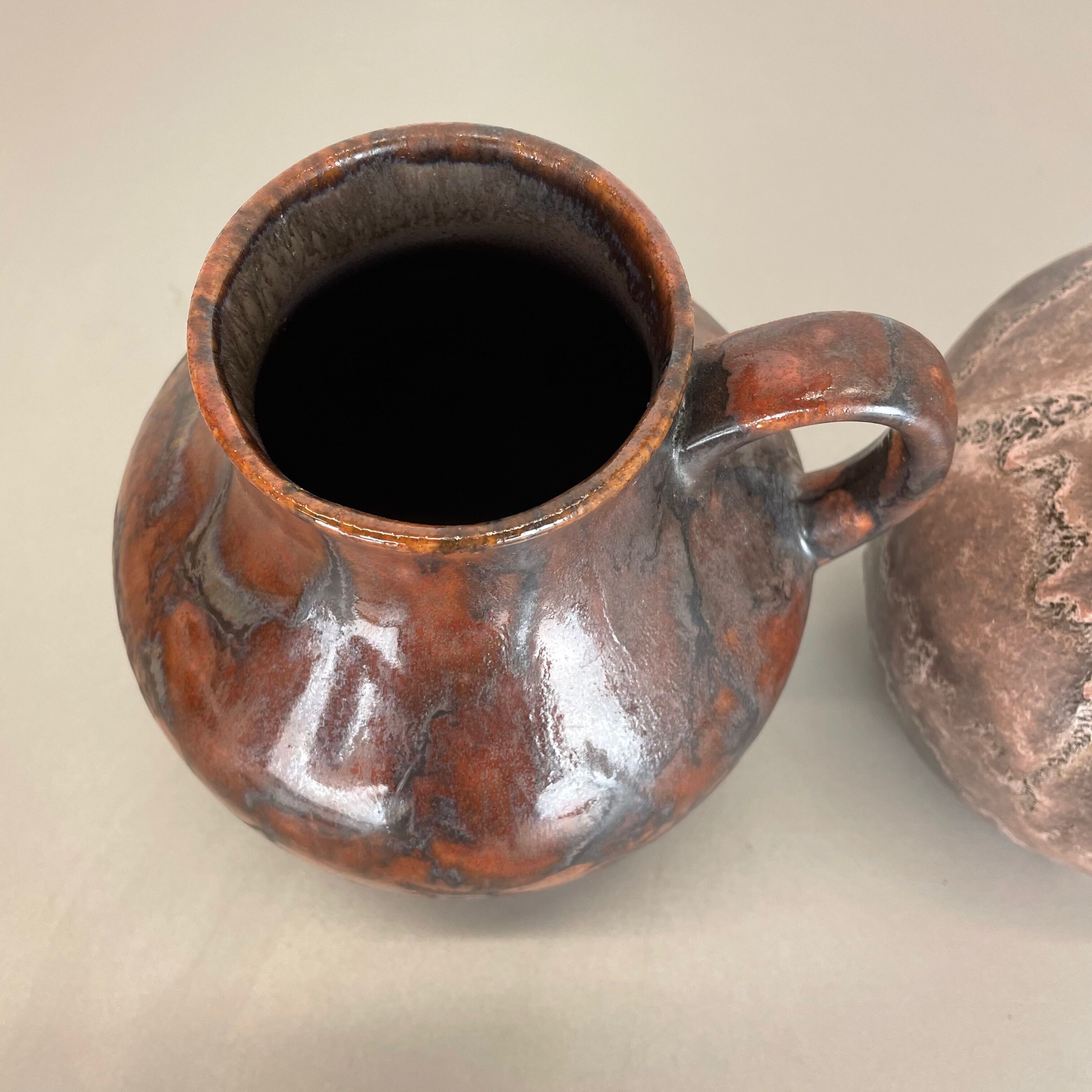 Set of 2 Pottery Vases Fat Lava Abstract Designed by Ruscha, Germany, 1960s